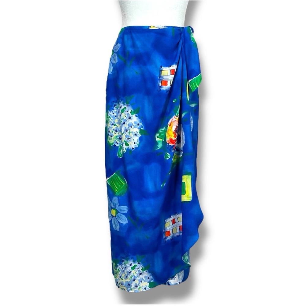 Vintage Jams World Adjustable Waist Sarong Wrap Skirt in Bludrangea